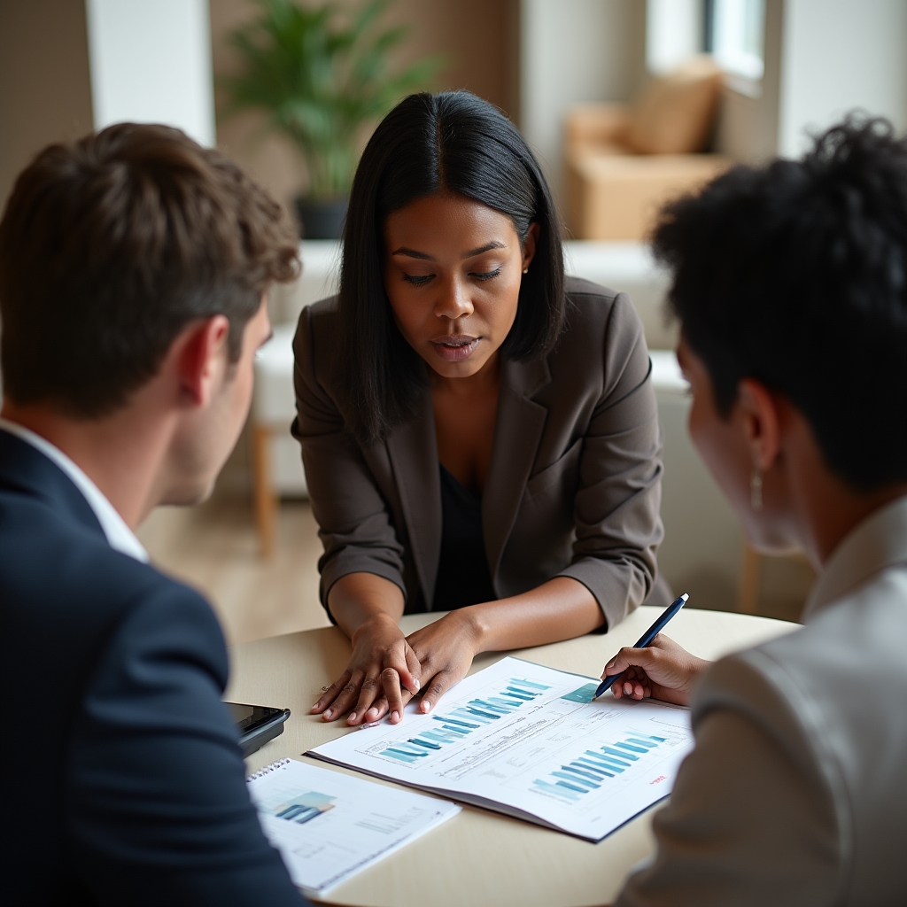 Consultant walking a fintech team through an infrastructure audit report during a planning meeting